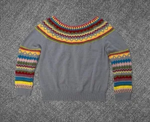 Women’s XL Gray Multicolor Fair Isle Knit Pullover Sweater thumbnail 1