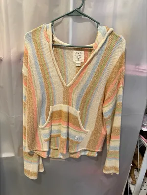 Billabong Striped Hooded Pullover Sweater XS thumbnail 1