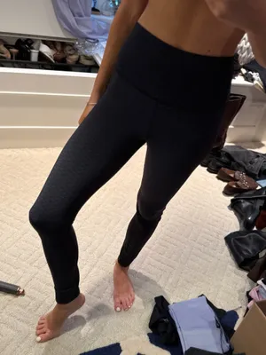 CRZ YOGA Black Gray Striped High Waisted Leggings thumbnail 2