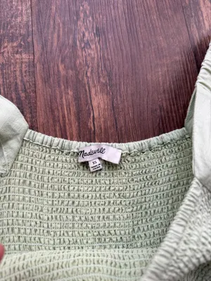 Madewell Sunfaded Mint Green Linen-Blend Lucie Smocked Midi Dress - Size XS thumbnail 4