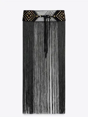 Zara Limited Edition Studded Tassel Sash Belt Black Gold Size US 30 New thumbnail 4