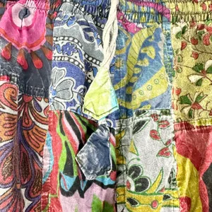 Blue Gecko Patchwork Shorts Size S/M Hippie Boho Cotton Cargo Pockets Festival thumbnail 3