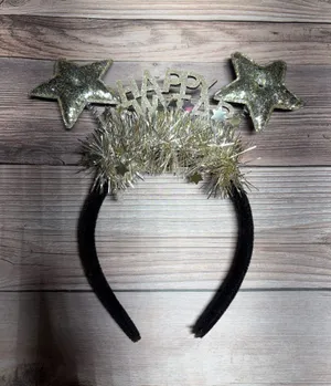 Happy New Year Headband Gold With Light Up Stars thumbnail 1