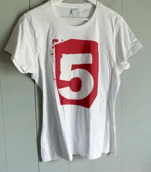 Port & Co Red #5 Ladies Cut Core Cotton Graphic T L thumbnail 1
