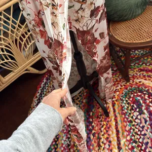 Hello Molly Off White Floral Open Back Side Slit Boho Hippie Halter Maxi Dress thumbnail 3