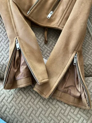NWT Abercrombie & Fitch Women's Tan Suede Moto Jacket thumbnail 5