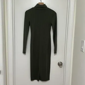WILD FABLE | Olive Green Long Sleeve Ribbed‎ Fall Winter Christmas Knit Dress, S thumbnail 3