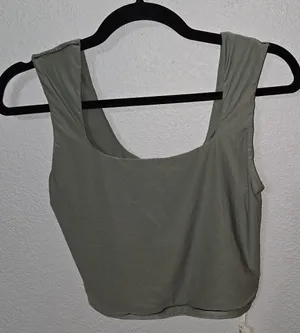 Aerie Green Sleeveless Fitted Crop Tank Top thumbnail 1