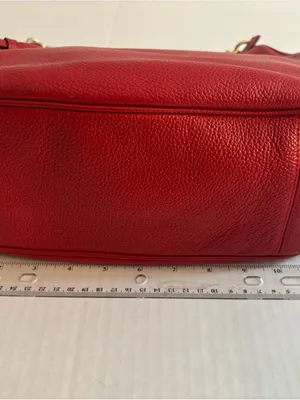 Big Red Coach In Pebble Leather Hobo with Gold Hardware thumbnail 13