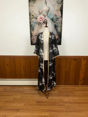 Gorgeous Sheer Floral Long Kimono Robe thumbnail 3