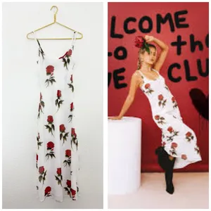 VRG Grl Rose Print White Midi Slip Dress Size 6 Romantic Wedding Feminine thumbnail 2