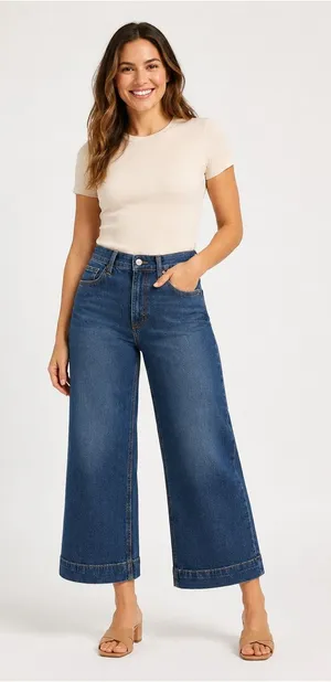Lee Legendary Style High Rise Wide Leg Crop Jeans Size 2 Medium NWT thumbnail 1