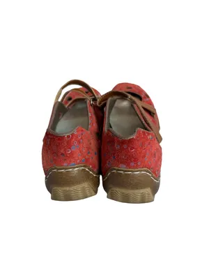 Rieker Red Polka Dot Suede Mary Jane Flats Crisscross Strap Ankle Size 7 Women's thumbnail 4