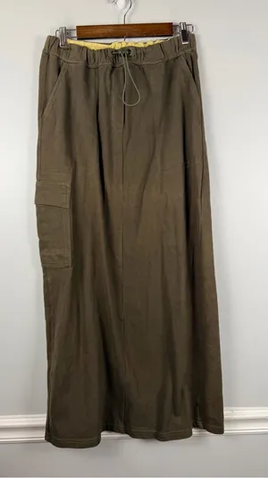 Vintage Y2K Faded Glory Women's Olive Green Cotton maxi Cargo skirt Size M thumbnail 1