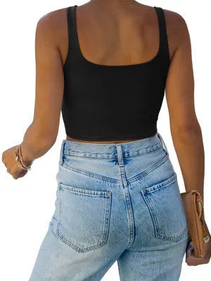 ReoRia Black Square Neck Crop Camisole thumbnail 2