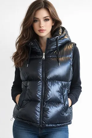 Details International Black Puffer Vest Large Versatile Transitional thumbnail 1