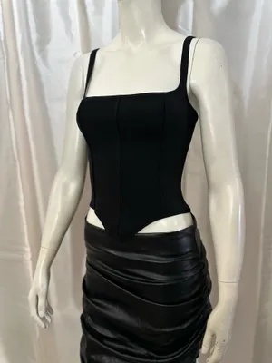 ZARA NWT Black Corset Tank Top Size Small | Square Neck Stretch Bustier Cami thumbnail 3