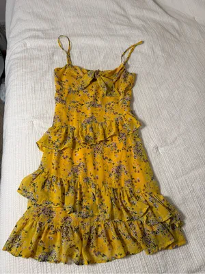 Lulu's Yellow Floral Ruffle Mini Dress thumbnail 1