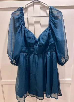 Lulu's Deep Teal Dress Medium thumbnail 1