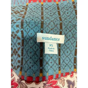 Sundance XS Wool Blend Plaid Long Coat Teal Red Boho Cottagecore Artsy Statement thumbnail 11