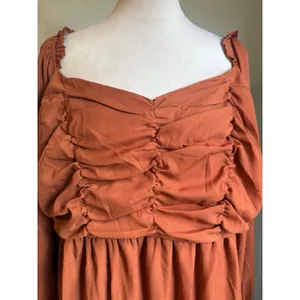 Andree by Unit 1xL Rust Sweetheart‎ Long Sleeve Mini Dress 1X NWT boho whimsi flowy dainty y2k thumbnail 2