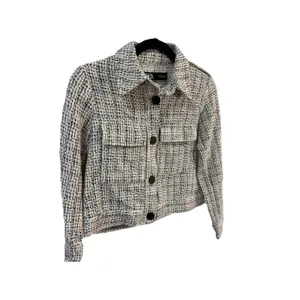 Zara Women's Black/White Tweed Pattern Button Front Collared Pocket Jacket, XS thumbnail 6