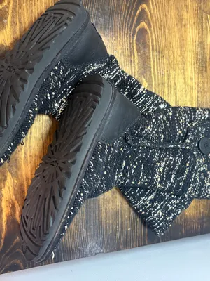 UGG Black And Silver Shimmer Tall‎ Cardy Knit Boots Size 6 thumbnail 7