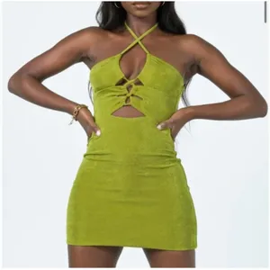 Princess Polly Zamia Cutout Mini Dress Chartreuse Green Halter Bodycon US Size 6 thumbnail 1