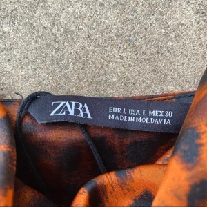 Zara Animal Print Satin Slip Top Dress New Womens Large Brown thumbnail 2