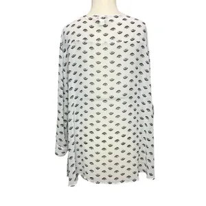 Torrid Ivy Eye Blouse Womens 3X White Black Chiffon Roll Tab Sleeve Mystical Top thumbnail 4