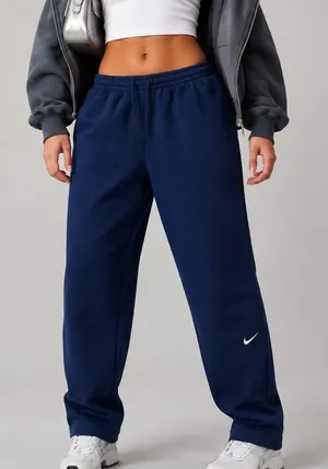 Vintage Nike Navy Blue Open Hem Sweatpants Embroidered Swoosh Large thumbnail 1
