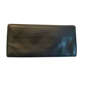 Vintage Y2K Banana Republic Long Accordion Wallet in Black Leather 7.5"x3.75" thumbnail 2