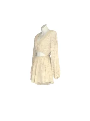 Mable Cream and White Long Sleeve Cut Out Romper thumbnail 3