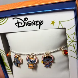 Disney Halloween Lilo & Stitch CHARM BRACELET Fine Silver Plated NEW IN BOX‎ thumbnail 3