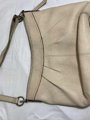 Coach Pebbled Leather Shoulder Bag Cream Ivory Pink Lined Hobo Purse F15064 thumbnail 11