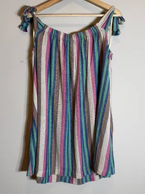 Free People Off the Shoulder Striped Babydoll Mini Dress Womens XS Bohemian NWOT thumbnail 9