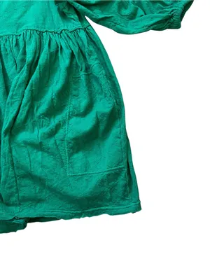 Free People Get Obsessed Babydoll Dress Puff Sleeve Emerald Green Boho Casual thumbnail 4