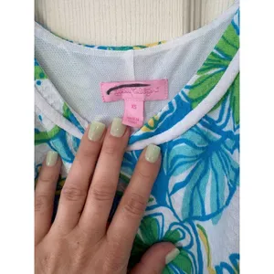 Lilly Pulitzer Blue Citrus Print Shift Sleeveless Resort Dress Lola XS thumbnail 3