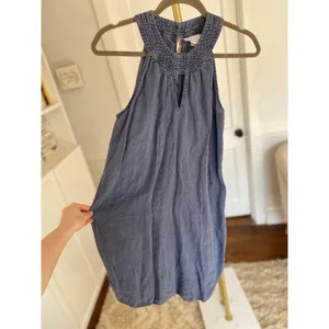 C And C California Linen Mini Dress Blue Halter Coastal Resort‎ Quiet Luxury S thumbnail 2