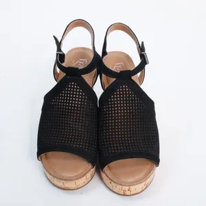 Franco Sarto Black Mesh Wedge Sandals Size 7.5 thumbnail 2