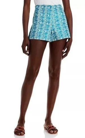 Alice + Olivia Sherri Embroidered Stretch Cotton Shorts White/Ocean Blue NWT 4 thumbnail 1
