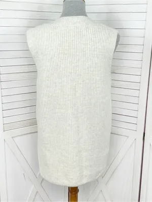 Vince Camuto Oversized V Neck Sleeveless Sweater Vest Beige Small Heritage thumbnail 4
