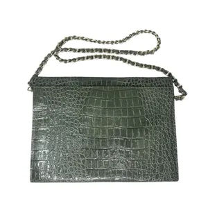 Vintage Green Croc Embossed Chain Strap Envelope Shoulder Bag thumbnail 3