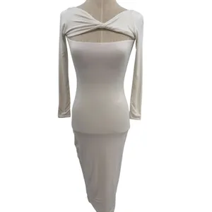 SER.O.YA Irene Twist Cutout Midi Dress White Long Sleeve Bodycon Size XS‎ thumbnail 6