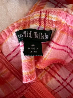 wild fable Coral Pink Plaid Mini Skirt with Yellow & White Stripes thumbnail 3