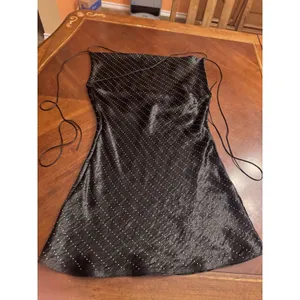 Zara Satin Black Studded Slip Cowl Neck Dress Mini Open Back thumbnail 7
