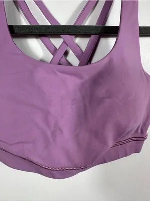 Lululemon Energy Bra Purple Fog Size 2 Strappy Medium Support Sports Bra Yoga‎ thumbnail 6