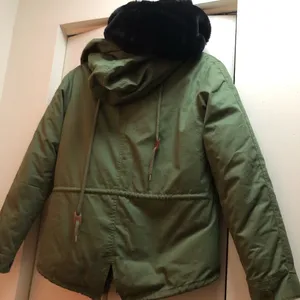 Faux fur detachable linen jacket size M Green Size M thumbnail 5