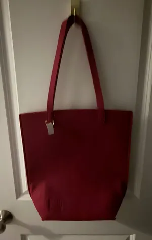 Bath & Body Works Red Felt Tote Bag Debossed Logo Shoulder Bag Minimalist Red thumbnail 1