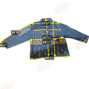 Tantrums Jacket Women XL Blue Good Vintage‎ Embroidered Beaded Denim Retro thumbnail 12